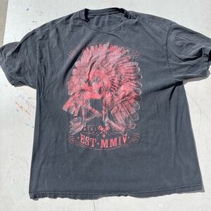 Men's Fatal Clothing T-Shirt Black Skeleton NO SIZE Street Art Headress Native